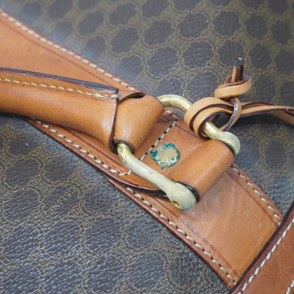 Auth Celine Macadam Handbag Women,Unisex,Men PVC Boston Bag Brown - Picture 10 of 11